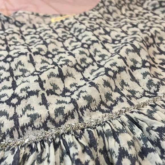 100% Cotton Leopard Beaded Short Sleeved Top Empire Waist - Picture 4 of 9